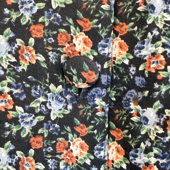 Vintage In Sync Ditsy Floral Button-Front Blouse Cotagecore Tie-Hem Vest Top -S - Picture 6 of 8